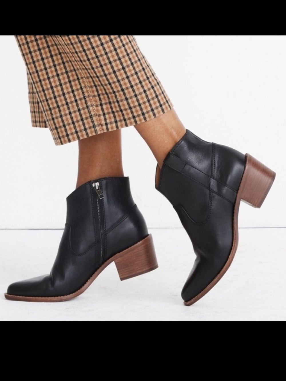 Madewell Hallie Black Leather Western Boots Size 6 - Picture 3 of 17